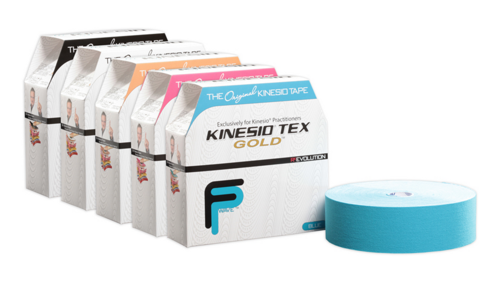 Kinesio Tex Gold Tape FP RED Bulk, Water-resistant, 2 x 103.3'. This is  the latest version based on the original Kinesio Tape that was invented by  Dr. Kenzo Kase over 30 years