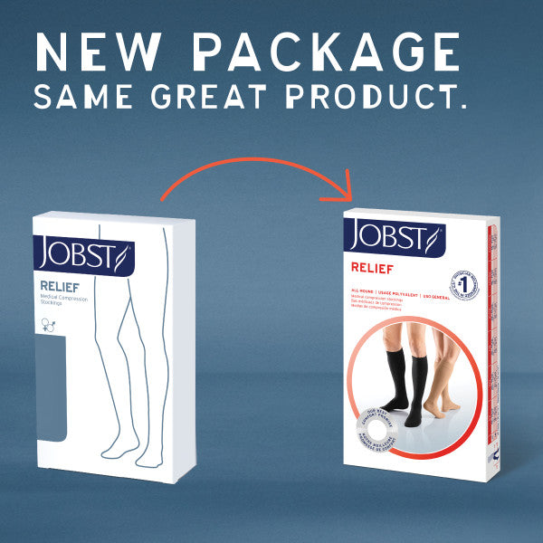 JOBST Relief Compression Stockings 30-40 mmHg Petite Knee High Silicone Dot Band Closed Toe