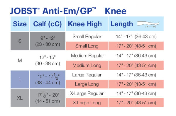 JOBST Anti-Em/GP Knee Seamless, Regular or Long