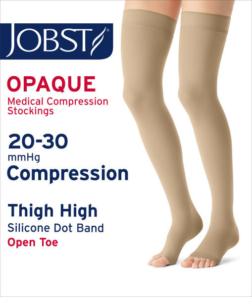 JOBST Women's Opaque Petite Thigh High Dot 20-30 mmHg Open Toe