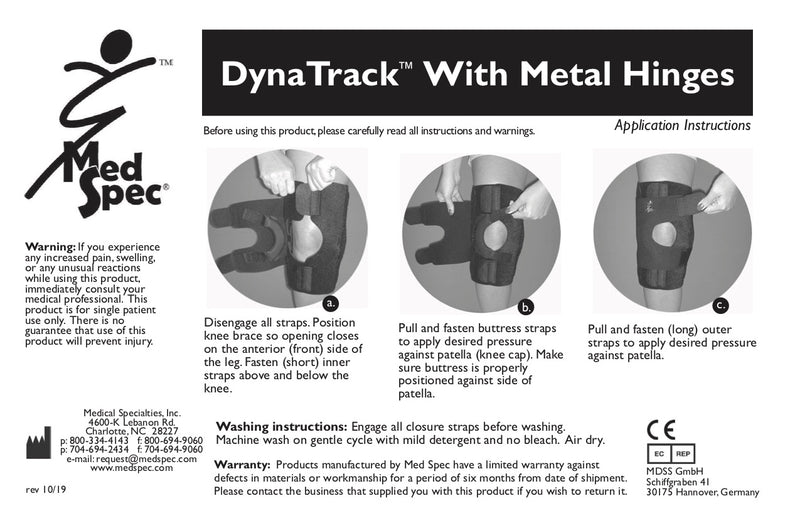 Med Spec Dynatrack™ Patella Stabilizer with Metal Hinges