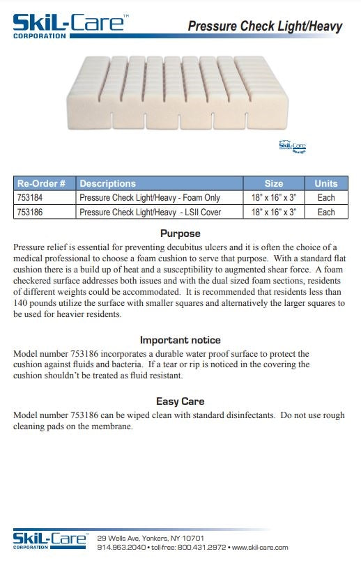 SkiL-Care Pressure-Check Light/Heavy Foam Cushion