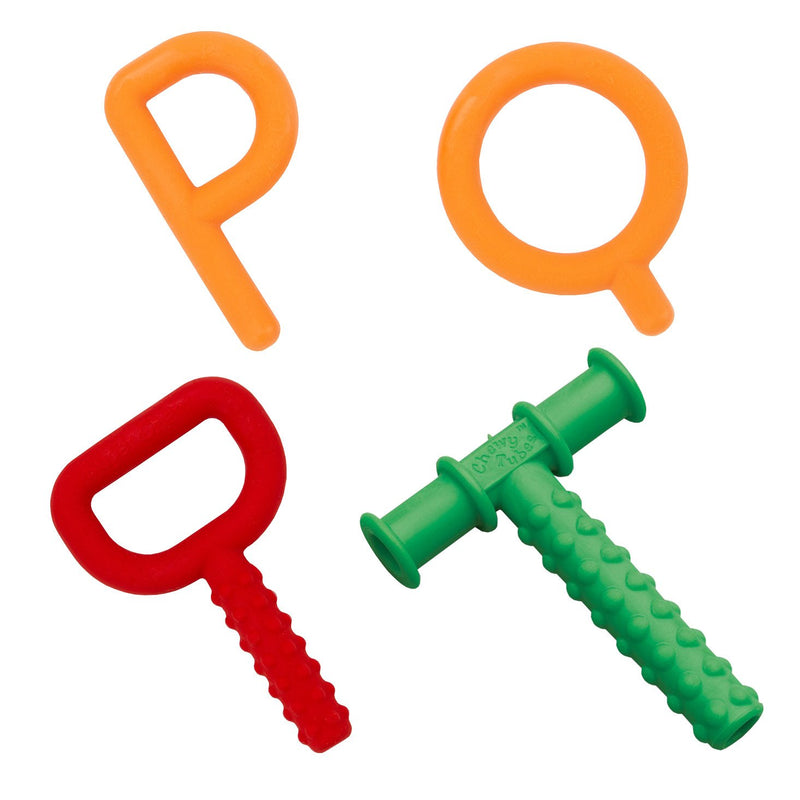 Chewy Tubes P's & Q's, Super Chew Red and Teether Green Set