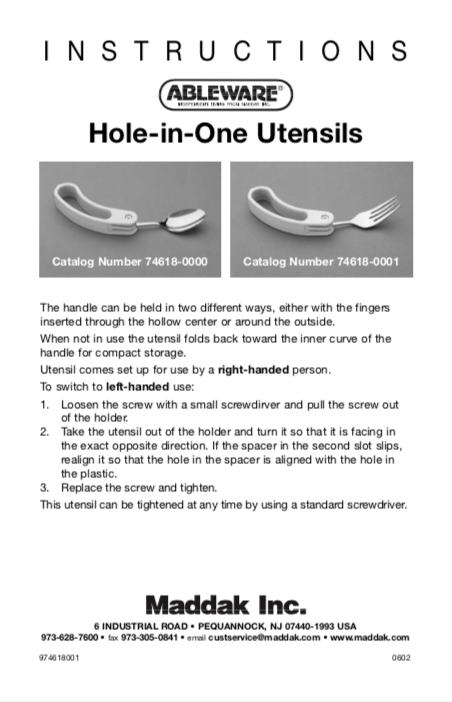 SP Ableware Hole in One Utensils