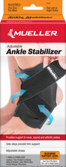 Mueller Adjustable Ankle Stabilizer , Criss-cross strapping, Black, M4.5-14/W 6-15.5