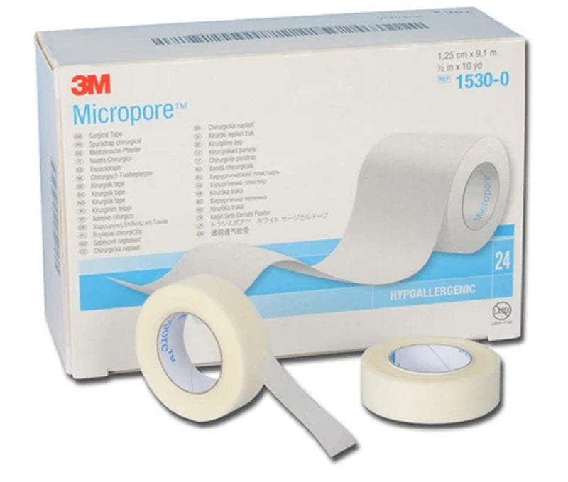 3M 1530-0 Micropore PAPER Medical Tape 1/2 x 10 yds Box of 24