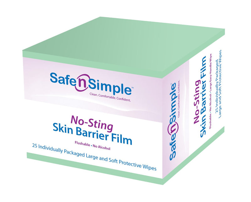 Safe N' Simple No Sting Skin Barrier Wipes, Pk/25